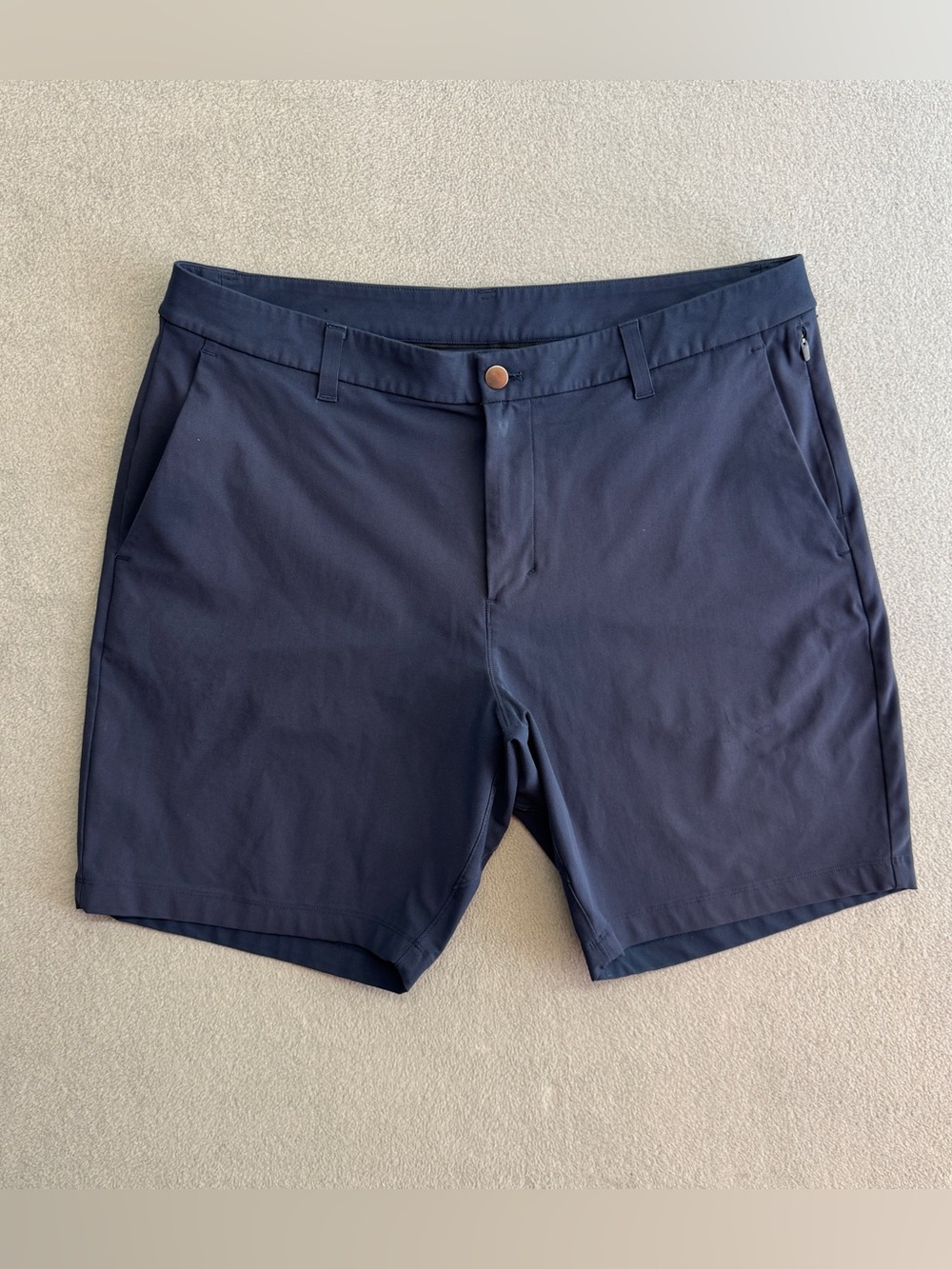 Lululemon Commission Shorts 36 Men's Performance Comfort 9" Chino Navy Blue Golf